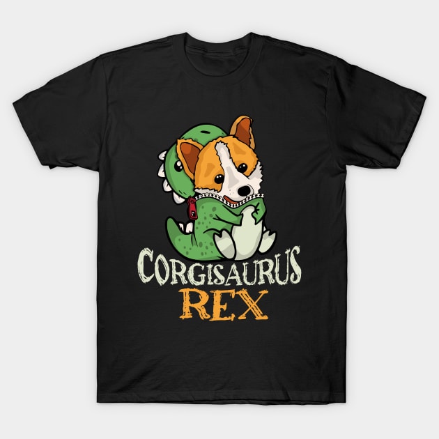 Cute Corgi Gift Women Dinosaur Trex Dog Owner Dog Lover Corgi T-Shirt by PomegranatePower